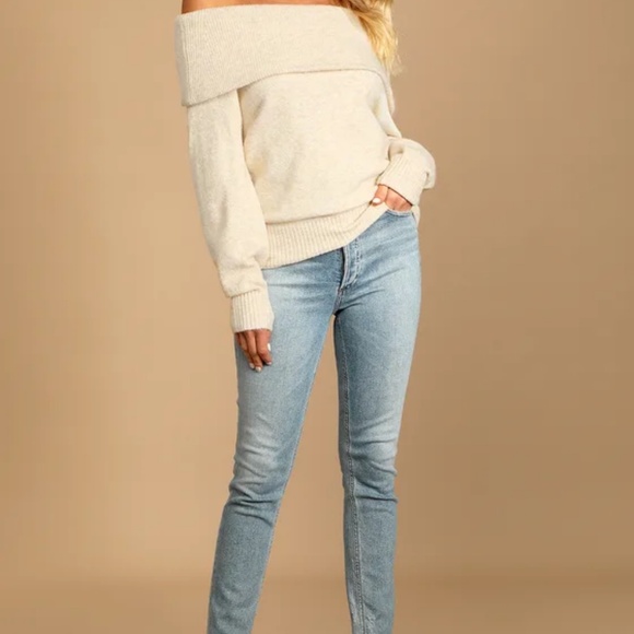 Lulus Palette Of Autumn Cream Multi Knit Off-the-shoulder Sweater Beige - Size S - Picture 3 of 4